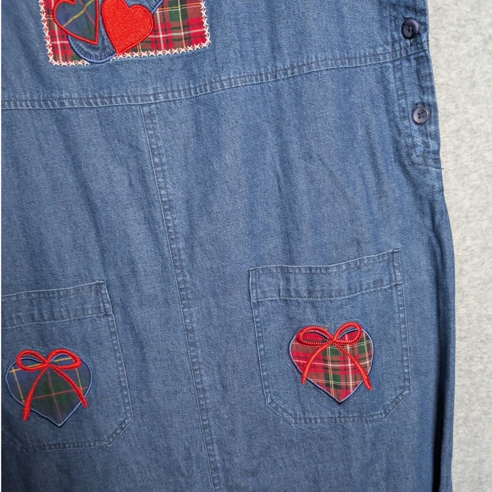 Westbound Pinafore Jumper Dress Medium Christmas Plaid Denim Holiday Festive - Picture 11 of 15